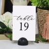 Hanna Roberts Modern Cursive Table Number Card Stock Signs with Round Stand for Wedding Reception, Restaurant, Event Party, 4" x 6" (Set of 10, 11-20, Black) view 2