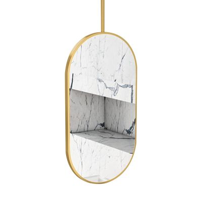 Luyckfrazy Oval Hanging Rod Mirror Nordic Ceiling Mounted Mirror for Bathroom Washroom Makeup Shaving Living Room Bedroom Home Customizable Metal Boom Hanging Mirror (Size : 40cmx70cm)