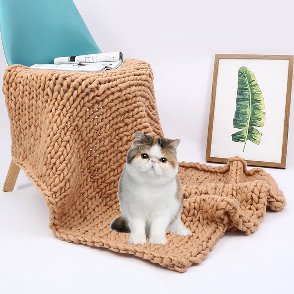 XYXHEII Sofa Knit Blankets, Chunky Knit Blanket Soft Handmade, Knitted Blankets for Bedroom, Blanket Cozy Warm, Knitted Blanket for Bed (A 50x50cm)