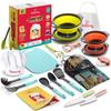 Baketivity Kids Cooking Set Real Utensils With Kitchen Tool Guide - Complete Junior Cooking Set Gift For Girls Or Boys With Mixing Bowls, Cutting Board, Knife, Apron - Kids Baking Set For Real Cooking view 1