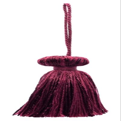 DCOPRO 3" (7.5cm) Small Bell Tassel with 3" (7.5cm) Loop | Decorative Craft Tassel (BT3-CR) Dark Wine Red Solid #E10 (Dark Burgundy Red) Set of 12