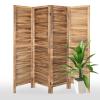 4 Panel Room Dividers - 5.6 FT Tall Folding Privacy Screens, Wood Style, Decorative (Natural) view 1