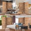 4 Panel Room Dividers - 5.6 FT Tall Folding Privacy Screens, Wood Style, Decorative (Natural) view 2