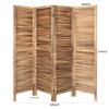 4 Panel Room Dividers - 5.6 FT Tall Folding Privacy Screens, Wood Style, Decorative (Natural) view 3