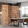 4 Panel Room Dividers - 5.6 FT Tall Folding Privacy Screens, Wood Style, Decorative (Natural) view 4