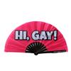 PandaTak Pride Festival Handheld Fan  Large 13" Bamboo Hand Fan Foldable with UV Reactive Ink  Funny Rave Accessory for Parties, Concerts, and Festival Outfits (Hi Gay!) view 1