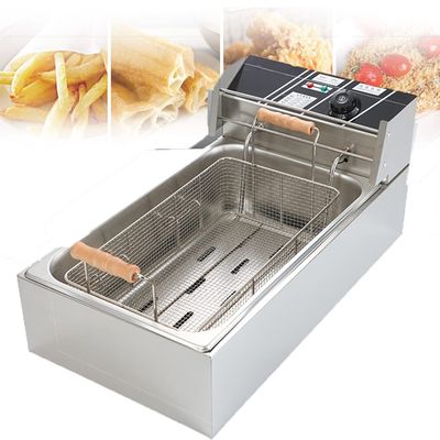 SHENGSHIYU 6l/12l Commercial Benchtop Electric Fryer, Deep Fryer Stainless Steel Outdoor Cooker with Removable Basket for Frying All Kinds of Snacks,220V-6L+6LDoublecylinder