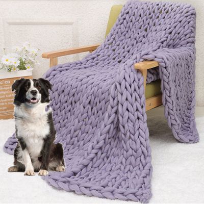 XYXHEII Chunky Knitted Blankets and Throws, Chunky Knit Blanket, Handmade Soft Throw Blanket, Cozy and Warm Knit Blanket for Sofa Home Decor (D 100x100cm)