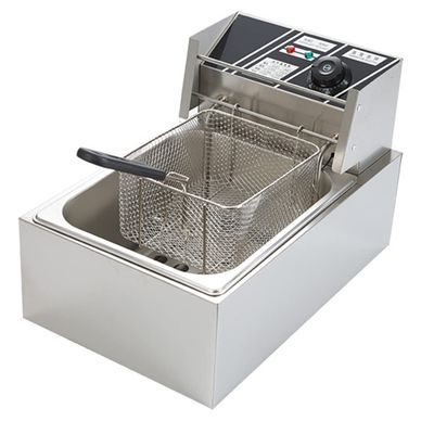 SHENGSHIYU 6l/12l Commercial Benchtop Electric Fryer, Deep Fryer Stainless Steel Outdoor Cooker with Removable Basket for Frying All Kinds of Snacks,220V-6LSingle-cylinder