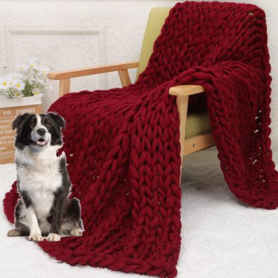 XYXHEII Chunky Knitted Blankets and Throws, Chunky Knit Blanket, Handmade Soft Throw Blanket, Cozy and Warm Knit Blanket for Sofa Home Decor (I 100x100cm)