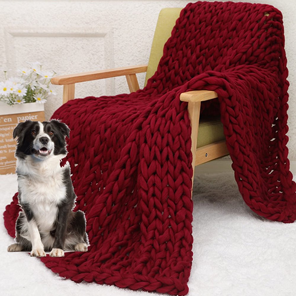 XYXHEII Chunky Knitted Blankets and Throws, Chunky Knit Blanket, Handmade Soft Throw Blanket, Cozy and Warm Knit Blanket for Sofa Home Decor (I 100x100cm)