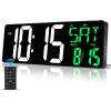 17 Inch Large Digital Wall Clock with Remote Control, Automatic Brightness Dimmer Digital Wall Clock Large Display with Day/Date/Temperature, Snooze, Count Up & Down Timer for Living Room, Office, Gym view 1