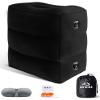 JefDiee Inflatable Travel Foot Rest Pillow, Kids Airplane Bed, Adjustable 3 Layers Height Leg Rest Pillow, Adults Travel Essentials Great for Airplane, Office, Home, Trains, Cars (Black) view 1