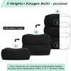 JefDiee Inflatable Travel Foot Rest Pillow, Kids Airplane Bed, Adjustable 3 Layers Height Leg Rest Pillow, Adults Travel Essentials Great for Airplane, Office, Home, Trains, Cars (Black) view 3