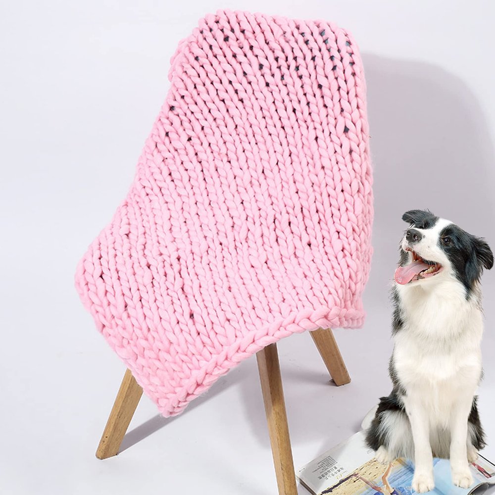 XYXHEII Chunky Knit Blanket Throw, Cotton Knitted Throw Blanket, Handmade Chunky Knit Throw Blanket, Knitted Blankets for Bedroom, Warm Soft Cozy for Bed Chair Sofa (B 127x153cm)