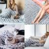 XYXHEII Chunky Knit Blanket Throw, Cotton Knitted Throw Blanket, Handmade Chunky Knit Throw Blanket, Knitted Blankets for Bedroom, Warm Soft Cozy for Bed Chair Sofa (B 127x153cm) view 4