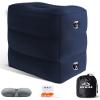 JefDiee Inflatable Travel Foot Rest Pillow, Kids Airplane Bed, Adjustable 3 Layers Height Leg Rest Pillow, Adults Travel Essentials Great for Airplane, Office, Home, Trains, Cars (Blue) view 1