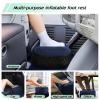 JefDiee Inflatable Travel Foot Rest Pillow, Kids Airplane Bed, Adjustable 3 Layers Height Leg Rest Pillow, Adults Travel Essentials Great for Airplane, Office, Home, Trains, Cars (Blue) view 2