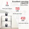 BestOffice 23Lx13.2Wx30.2H Adjustable Metal Storage Shelves 3-Tier Wire Shelving Unit Organizer Wire Rack 450Lbs Capacity for Small Places Kitchen Garage,Chrome view 4
