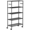 Folews 5 Tier Storage Shelves with Wheels - Adjustable Wire Shelving Unit Metal Shelves for Storage Rolling Utility Shelf Organizer Rack for Kitchen Garage Pantry Closet Laundry(14D x 36W x 75H) view 1