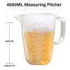 1 Gallon Measuring Pitcher, 134oz Extra Large Measure Pitcher-Convenient Conversion Chart-Strong Handle, Heat Resistant Plastic 1 Gallon Measuring Container for Pool Chemicals,Motor Oil, Lawn and Cook view 2