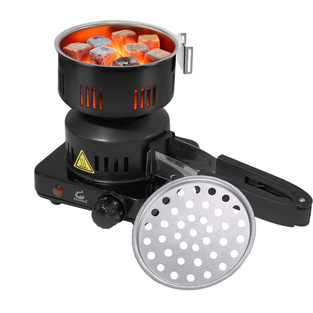 ETL Approved Charcoal Starter - Coal Burner Hot Plate Electric Stove Coconut Starter with Stainless Detachable Tongs, 4.9Ft Longer Cords, 650W Faster Heating for BBQ Kitchen etc.