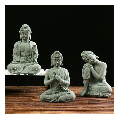 Buddha Statue Fish Tank Landscaping Ornaments, Zen-Like Clear Sandstone Series Buddha Statues Home Crafts Decoration, 1pcs (Color : Type E)
