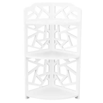 Alvinlite 3 Tier Shower Caddy Organizer Shelf, White Corner Standing for Bathroom Accessories 18.5inch Height Plastic Shower Rack Stands Floor Corner Shelf for Inside Bathtub