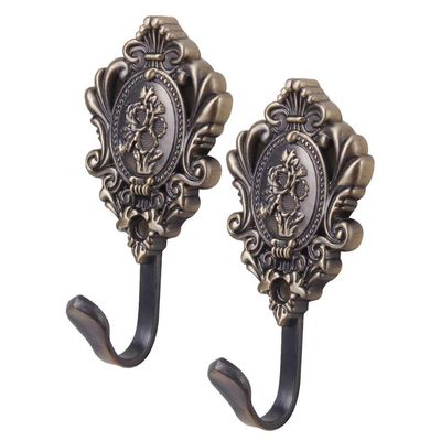 2pcs/1set Rose Pattern Vintage Alloy Drapery Curtain Holdbacks Tieback Hooks 2Pcs (Color : A3)