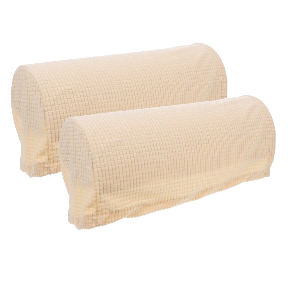 SEWACC 2 Pcs Couch Arm Covers Polyester Anti- Slip Armchair Cover for Chairs Sofa Stretch Furniture Protector Washable (Beige)