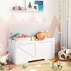 HOOBRO Storage Bench, 39.4 Retro Wooden Storage Chest with U-Shaped Cut-Out Pull, Safety Hinge, Supports 220 lb and Easy Assembly for Toy Box Organizer (White) WT771CW01 view 2