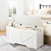 HOOBRO Storage Bench, 39.4 Retro Wooden Storage Chest with U-Shaped Cut-Out Pull, Safety Hinge, Supports 220 lb and Easy Assembly for Toy Box Organizer (White) WT771CW01 view 4