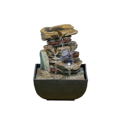 BNNP Indoor Tabletop Fountains Tabletop Fountain with LED Lights - 3-Step Rock Falls Indoor Waterfall Feature - Calming and Relaxing Water Sound Home Decor Decoration Meditation Fountain (Color : A)