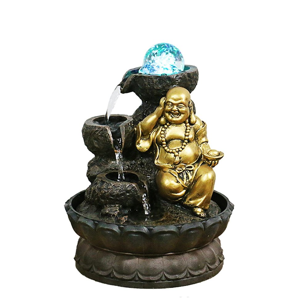 Indoor Tabletop Fountains Maitreya Buddha Tabletop Fountain Lucky Desktop Decoration Home Living Room TV Cabinet Tea Room Buddha Decorations Decoration Meditation Fountain