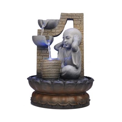 Indoor Tabletop Fountains Buddha Fountain Tabletop Water Fountain - Resin Buddha Statue Flowing Water Fountain Tabletop Ornament - for Home Office Decor Decoration Meditation Fountain (Color : A)