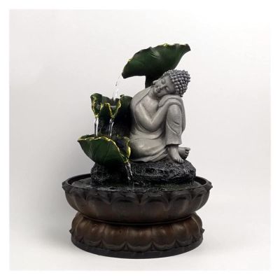 Indoor Tabletop Fountains Hand Made Sitting Sleeping Buddha Statue Running Water Led Fountain Zen Living Room Feng Shui Waterscape Ornaments Home Crafts Decoration Meditation Fountain