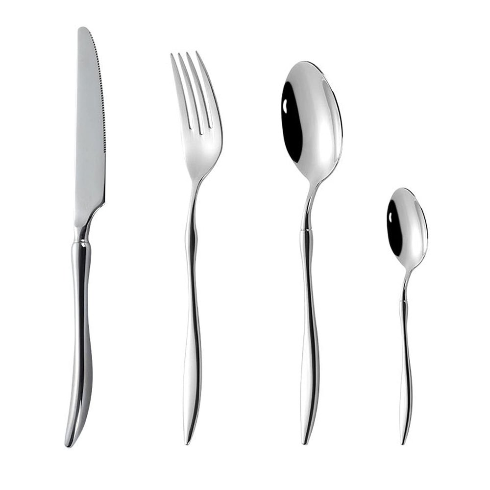 Silverware Set 18/10 Stainless Steel Flatware Sets 24 Piece Cutlery Utensil Service for 6 Wedding Kitchen Tableware Set Include Teaspoon Fork Spoon Knife Mirror Polished