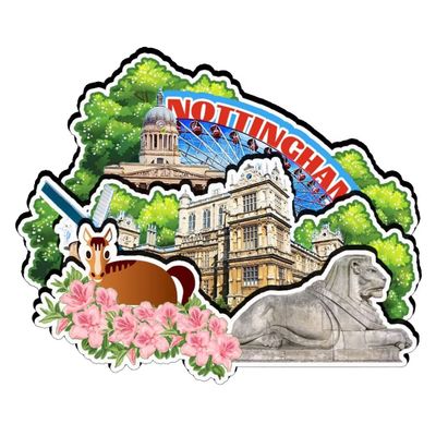 Nottingham UK Fridge Magnet Wooden Magnet Art Souvenirs Creative Collection Handmade Travel Home Office Gifts Landscape Refrigerator Decor 662