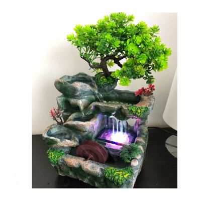 BNNP Indoor Tabletop Fountains Indoor Desktop Feng Shui Rockery Fountain Decor Living Room Flowing Water Waterfall Ornament with 7-Color LED Light Change Decoration Meditation Fountain
