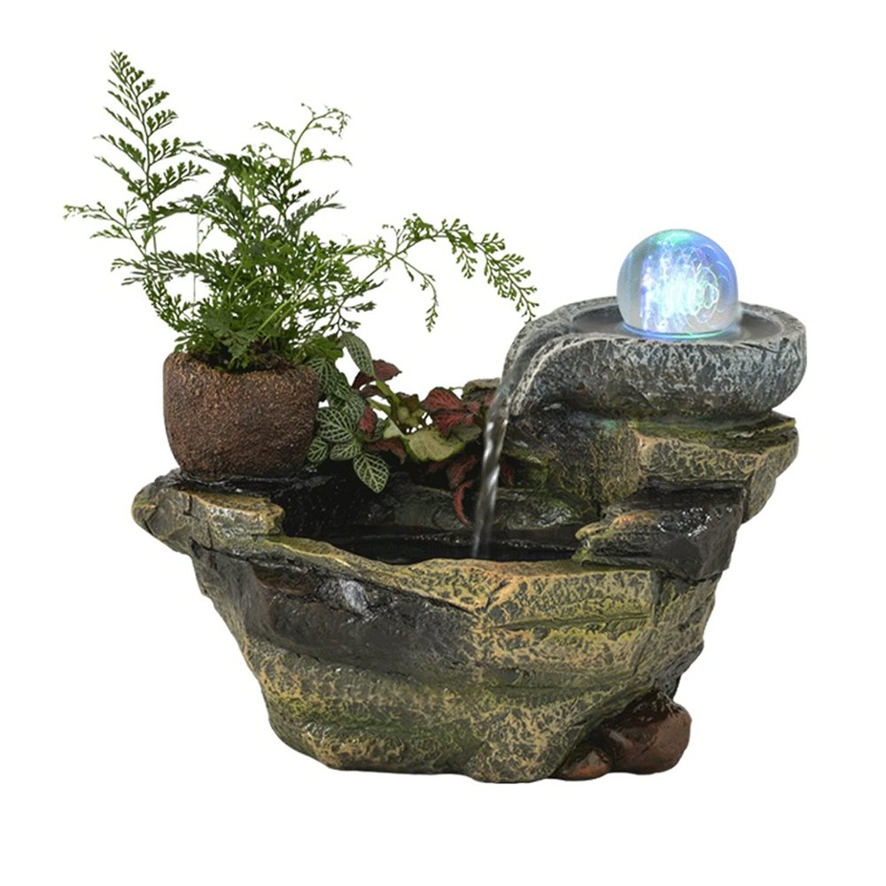 Indoor Tabletop Fountains Desktop Fountain Resin Elegant Tabletop Fountain Table Fountain with Spinning Crystal Ball Durable Lightweight for Home Office Decoration Meditation Fountain