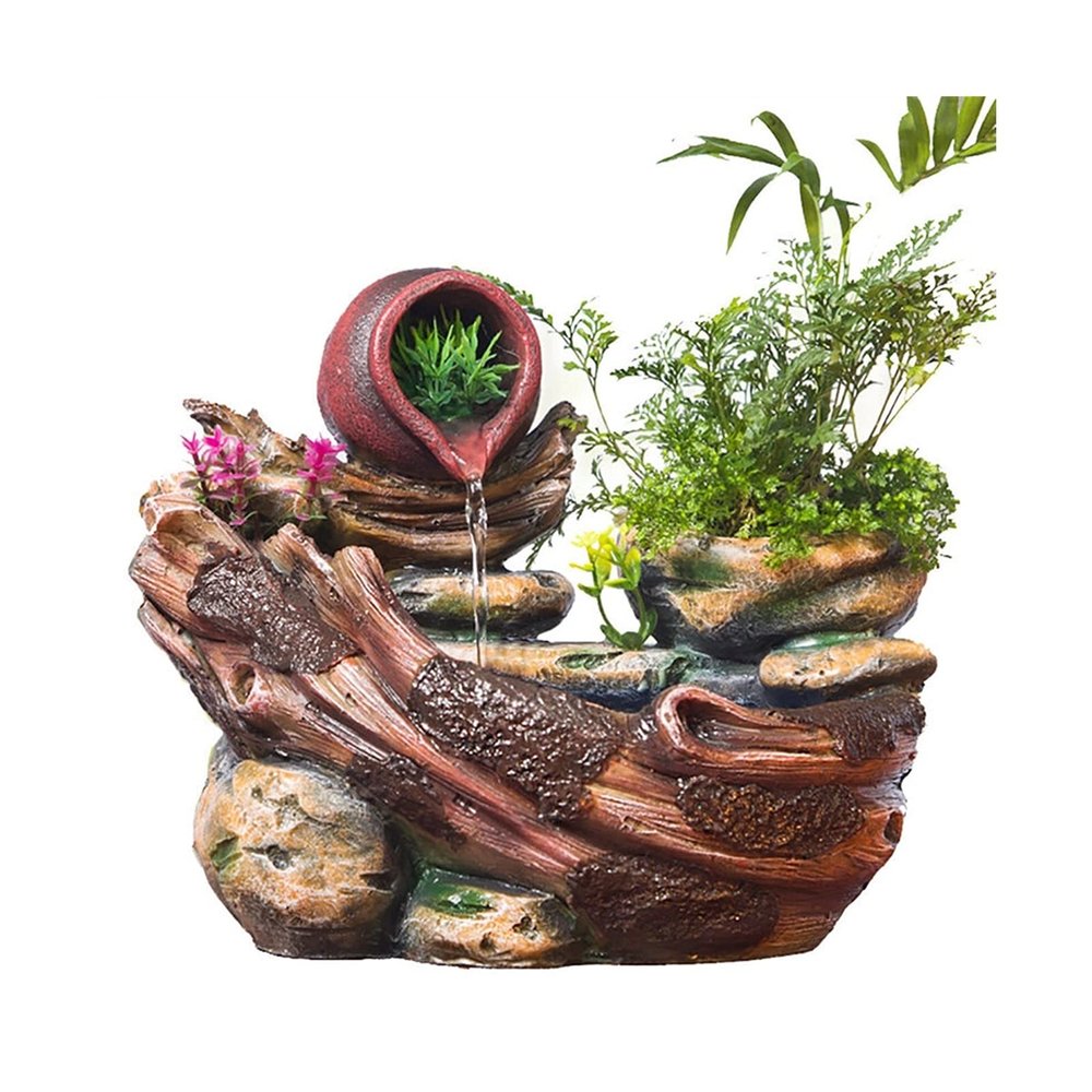 BNNP Indoor Tabletop Fountains Relaxing Decorative Water Fountain Interiors DIY Plants Fengshui Water Falls Micro Landscape Home Office Decoration Decoration Meditation Fountain