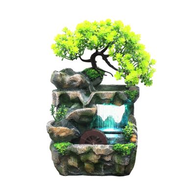 Indoor Tabletop Fountains Waterfall Fountain Desktop Fountain Indoor Bonsai Flowing Water Waterfall with Color Changing LED Beautifully(20 x 15 x 26 cm) Decoration Meditation Fountain