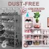 Kuject Shoe Organizers Storage Boxes for Closet, 12 Pack Clear Plastic Stackable Storage Bins with Lids, Under Bed Shoe Containers for Entryway, Drop Front, Fit up to Women's Size 10,Pink view 4