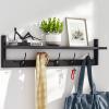BAMEOS Wall-Mounted Shelf with Hooks - 28.9 Inch Entryway Hanging Shelf with 5 Dual Hooks for Bathroom, Living Room, Bedroom (Black) view 1