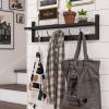 BAMEOS Wall-Mounted Shelf with Hooks - 28.9 Inch Entryway Hanging Shelf with 5 Dual Hooks for Bathroom, Living Room, Bedroom (Black) view 3