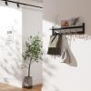 BAMEOS Wall-Mounted Shelf with Hooks - 28.9 Inch Entryway Hanging Shelf with 5 Dual Hooks for Bathroom, Living Room, Bedroom (Black) view 4