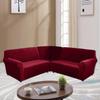 ele ELEOPTION Sectional Velvet Stretch L Shape Sofa Cover 5 Seat Corner L Shaped Couch Cover Sectional Slipcovers Furniture Protector Soft Washable Wine Red view 2