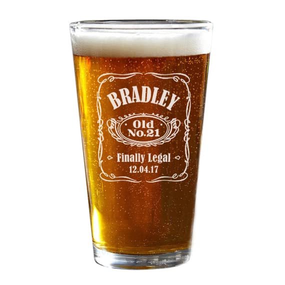 21st Birthday Beer Glass, Personalized Pint Glass, Engraved Beer Glass, 21st Birthday Gift, Boyfriend Gift, Finally Legal, Aged to Perfection