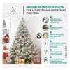 Glasgow 6.5ft Frosted Prelit Artificial Christmas Tree with Pine Cones, Foot Pedal, 1040 Branch Tips, 650 Warm Lights & Metal Stand, 56" Wide Realistic Snow Flocked Pine Christmas Tree with Lights view 2