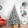 Glasgow 6.5ft Frosted Prelit Artificial Christmas Tree with Pine Cones, Foot Pedal, 1040 Branch Tips, 650 Warm Lights & Metal Stand, 56" Wide Realistic Snow Flocked Pine Christmas Tree with Lights view 3